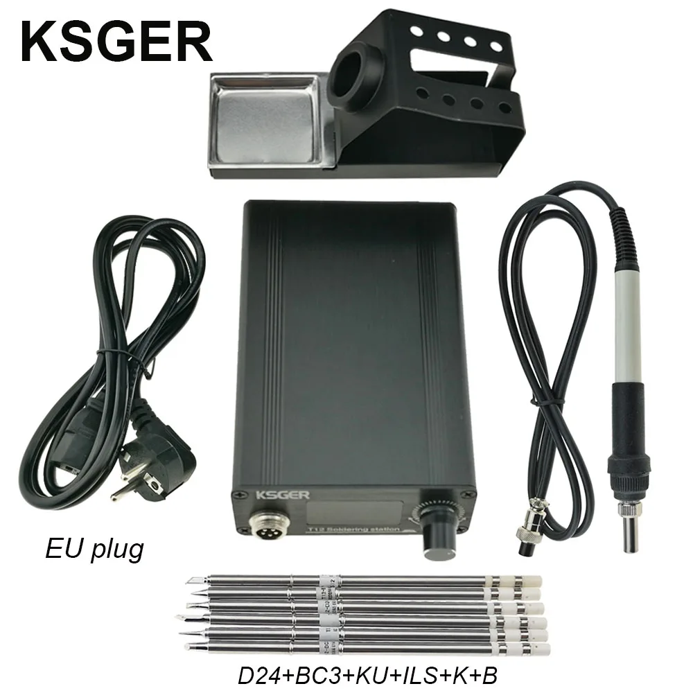 KSGER T12 паяльная станция AC/DC T12 железные наконечники STM32 OLED V2.0 Электрический контроллер алюминиевый сплав DIY наборы сварочные инструменты 907 - Цвет: Set 7