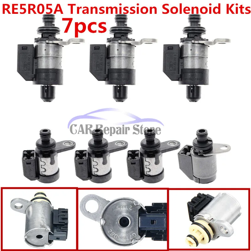 7PCS Transmission Solenoid Kits RE5R05A 63431A-U 31941-1FX02 Hi-Power For Nissan Pathfinder 02UP (High Ohm) 2002-2018