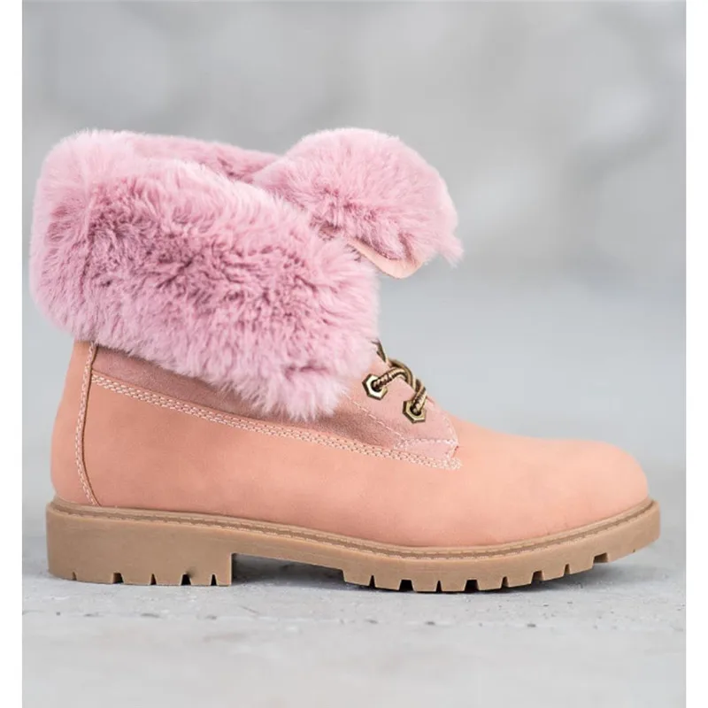 2020 Winter Fashion Ankle  Boots Women Shoes Skidproof Outdoor Keep Warm Plush Fur Snow Boots Female Pink Black Plus Size 35-43