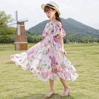 girls dress summer 2021 teen floral pattern beach dress for girl bohemia princess children dresses costume 5 6 7 8 9 10 12 years
