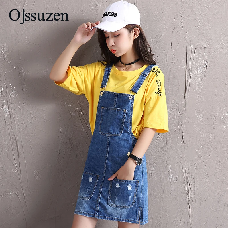 Женский джинсовый сарафан с подтяжками в стиле преппи регулируемый комбинезон