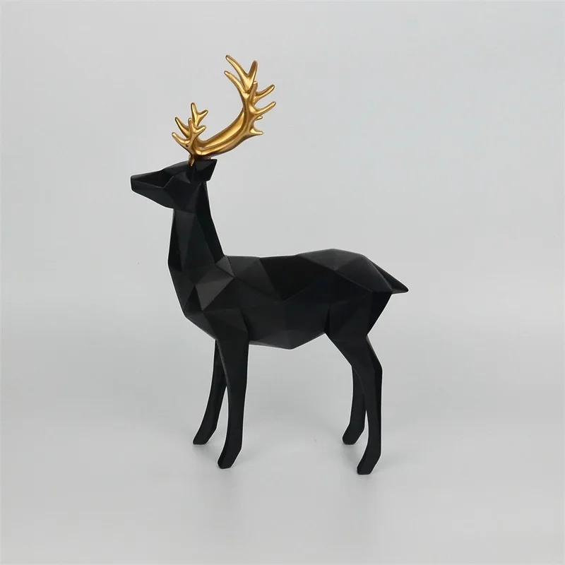 

Nordic deer statue Cute geometric animal sika deer sculpture resin desktop handicraft TV cabinet home decoration gift a0163