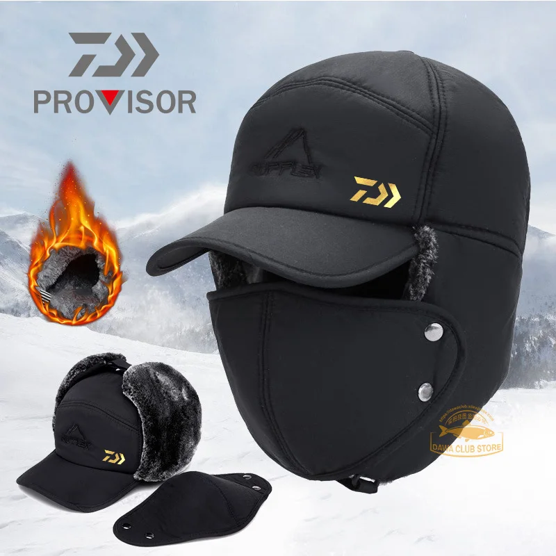 2021 Daiwa зимние рыболовные шапки слюнявчик лыжные ветрозащитные теплые головные