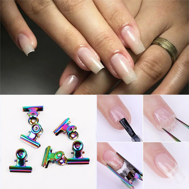 6Pcs Russian C Curve Nail Extension Pinching Clip Tool Stainless Steel Acrylic Pincher Clips Fiber Glass Nails Art Tweezers | Красота и