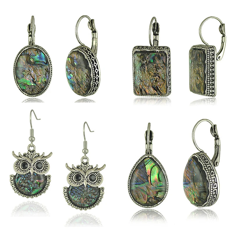 

Colorful Resin Acrylic Dangle Earring for Women Unique Round Owl Shape Statement Abalone Shell Earrings Wedding Jewelry S5XQ0019