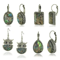 colorful resin acrylic dangle earring for women unique round owl shape statement abalone shell earrings wedding jewelry s5xq0019