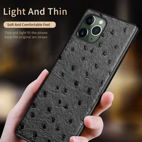 luxury genuine cowhide leather case for iphone 13 12 pro max mini 11 x xr xs 8 plus se 2020 6s 7 ostrich skin texture back cover