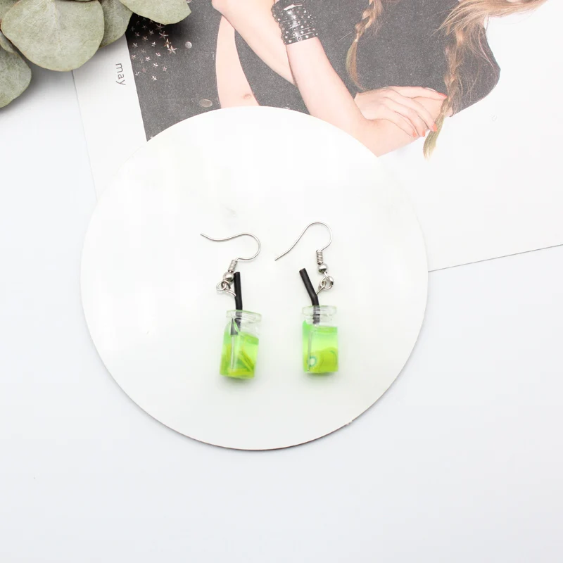 Забавные уникальные висячие серьги в виде пузырьков чая индивидуальные из смолы