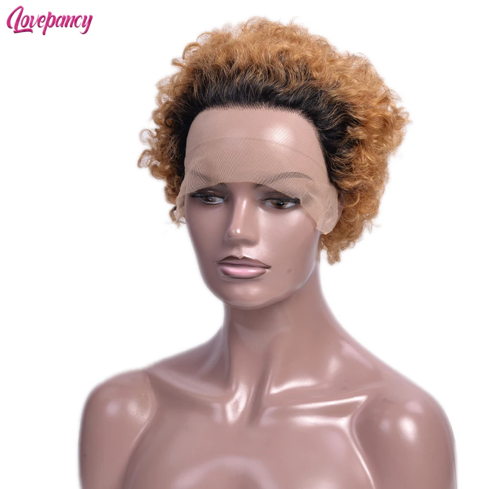 

Синтетический короткий кудрявый парик из кружева для женщин и мужчин Remy бразильские волосы на фронте с кружевом парики блонд черный Омбре в...