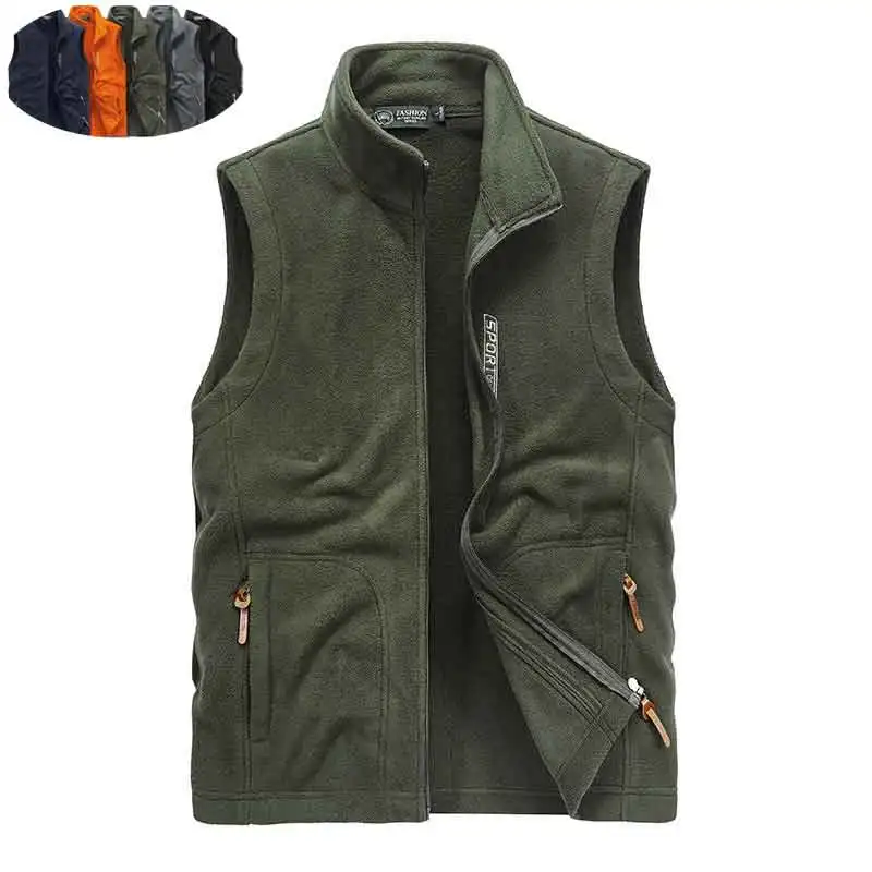 

Men's Autumn Winter Fleece Vest Outdoor Casual Sleeveless Jackets 5XL Teenagers Adults Hiking Trekking Cycling Fishing Waistcoat