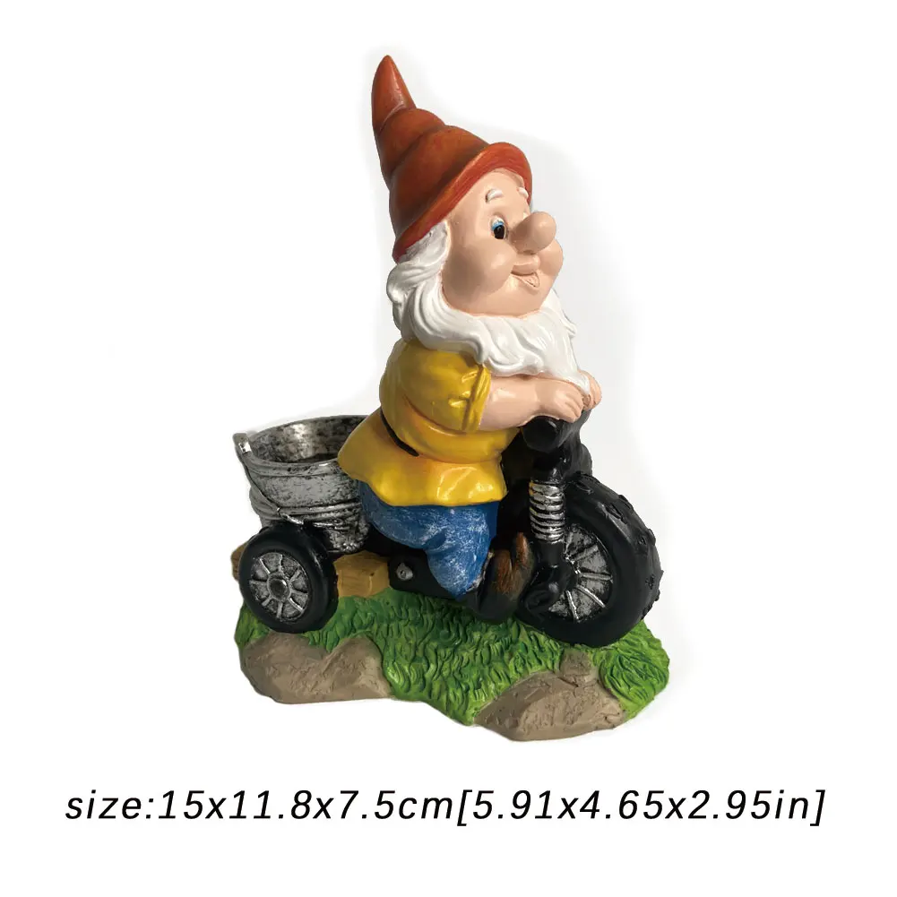 

Funny Resin Figurines Naughty Garden Gnome Resin Craft Decoration Statue Dwarf Biker Bird Feeder Villa Home Figurines Decor