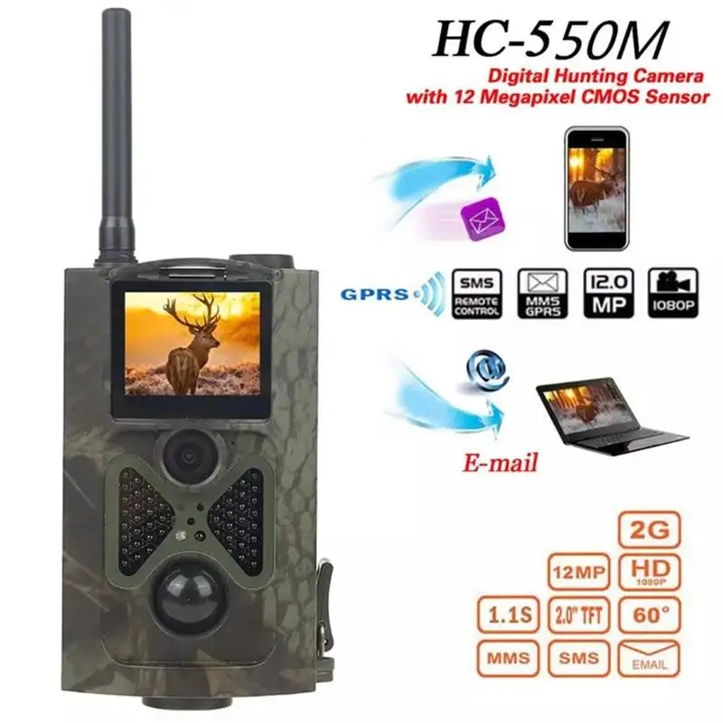 

Wild Trail Camera Photo Mobile Hunting Wildlife Cameras 2G SMS MMS GSM GPRS 16MP 1080P HC550M Wireless Surveillance Camera