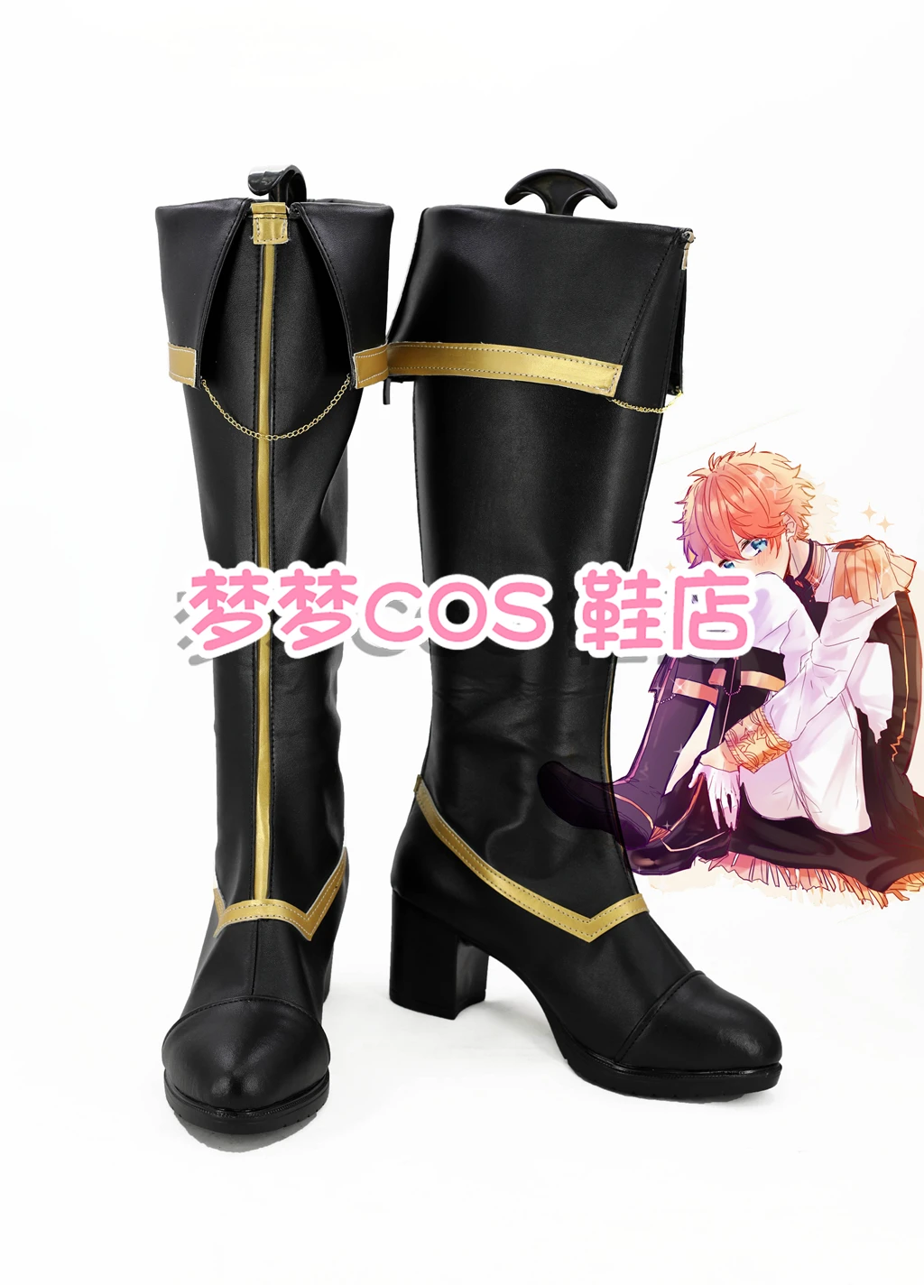 

Ensemble Stars Trickstar Mao Isara Hokuto Hidaka Subaru Akehoshi Makoto Yuuki Black Shoes Cosplay Long Boots Custom Made