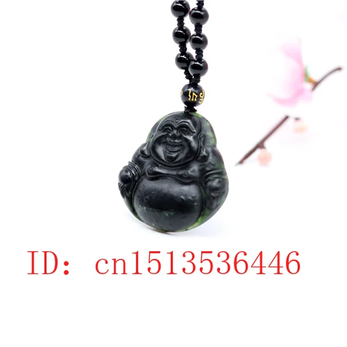 Китайский черный зеленый нефрит большой живот кулон Будды натуральная ручная
