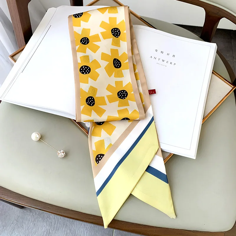 

Brand 2020 Silk Scarf Women Fashion Print Long Neck Scarfs Office Lady Hair Band Foulard Hand Kerchief Female Bandana Shawl