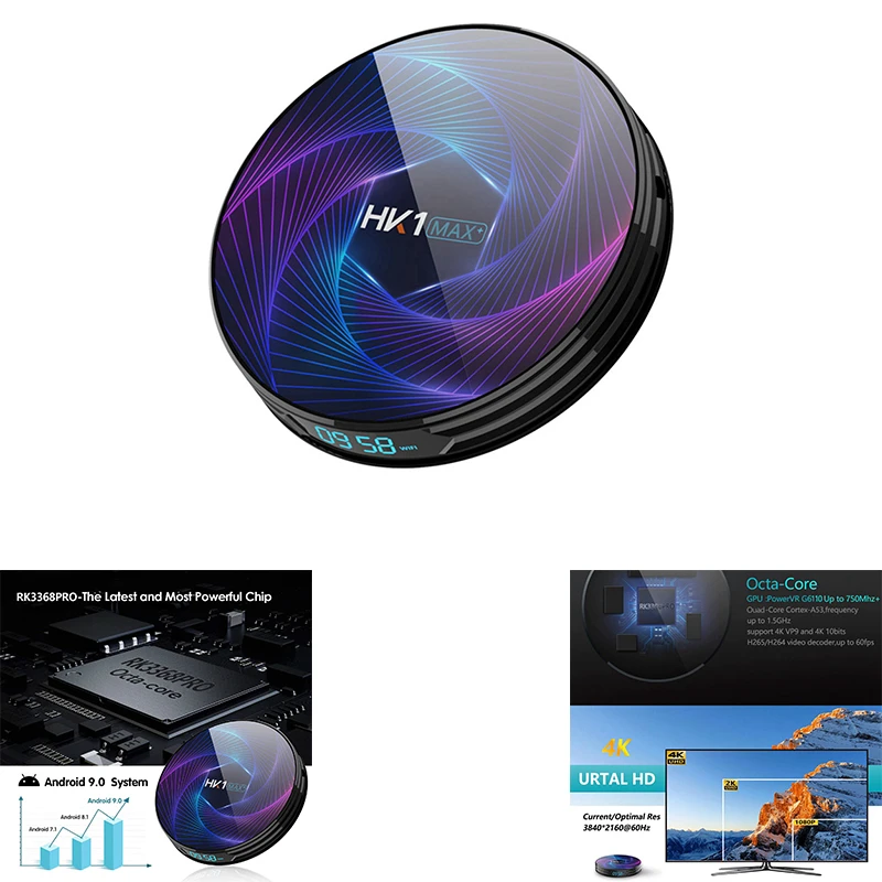 HK1 MAX + STB Android 9 0 RK3368 ТВ приставка Bluetooth двухдиапазонный HD плеер умный медиаплеер