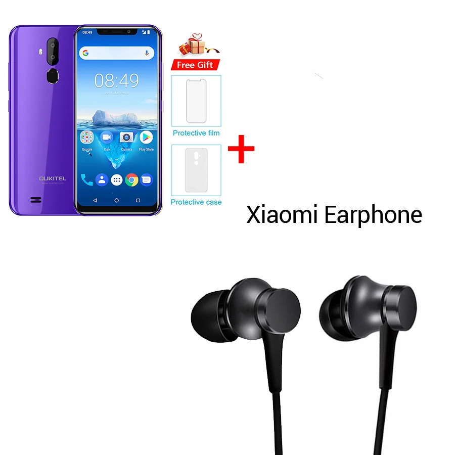 Purple N Earphone OUKITEL C12 Pro 4G 6,1" 19:9 Android 8,1 Face ID 3300 мАч MT6739 четырехъядерный 2 Гб ОЗУ 16 Гб ПЗУ 8МП+ 5Мп отпечаток пальца мобильный телефон - Цвет: Purple N Earphone