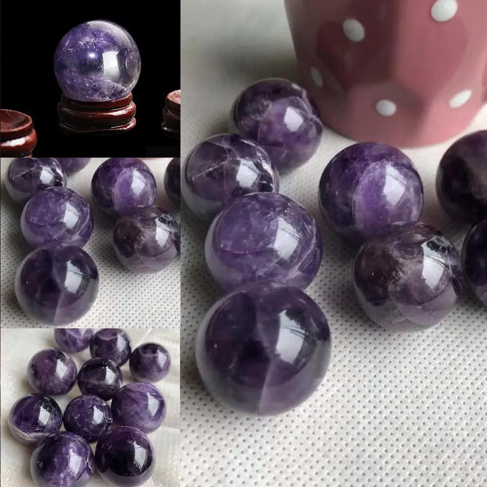 

Healing Purple Stone Natural Amethyst Quartz Sphere Gift O6F1 Ball For Decoration Collection Crystal Pretty F7J8
