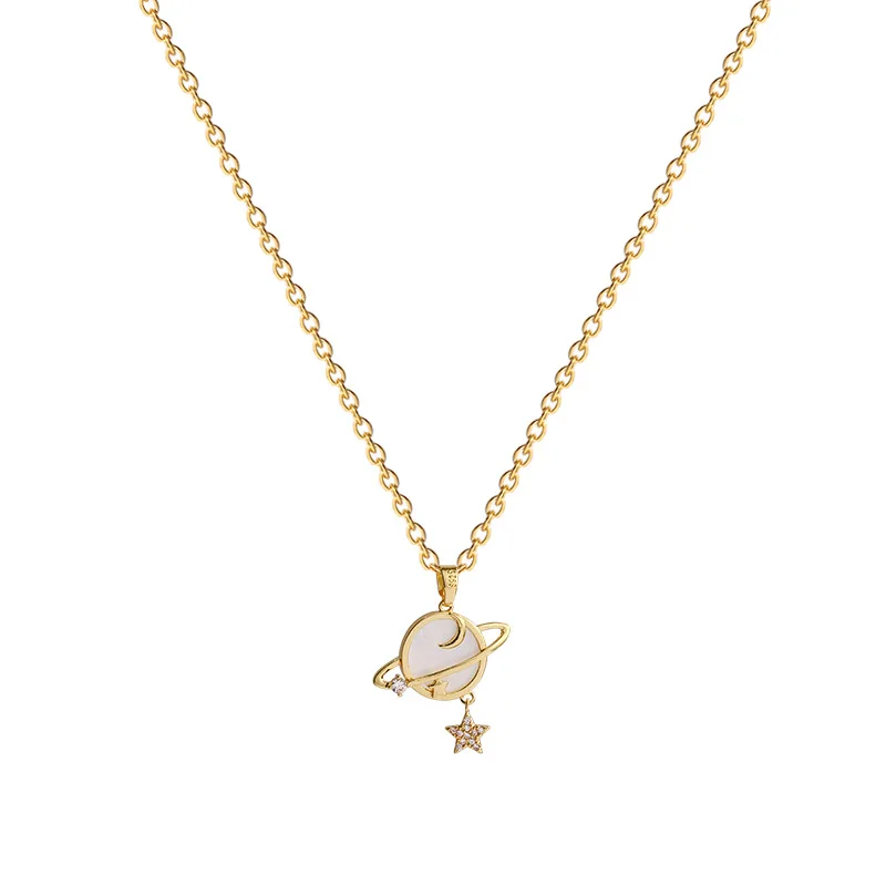 

New fashion personality star moon fritillary titanium steel pendant female necklace temperament exquisite collarbone chain