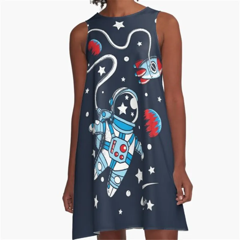 

Fashion Women summer dresses Space Bunnies Printed A-Line Boho Dress for women harajuku Sexy ladies mini short beach dress
