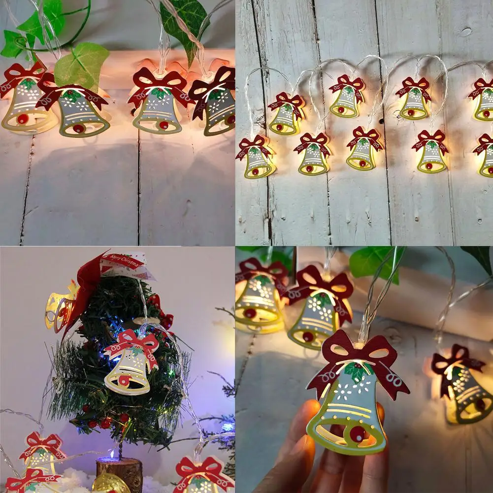

1.5M 10LED Santa Claus Snowflake Bell String Lights Christmas Decorative Lights For Home 2020 Christmas Ornament Gift New Year