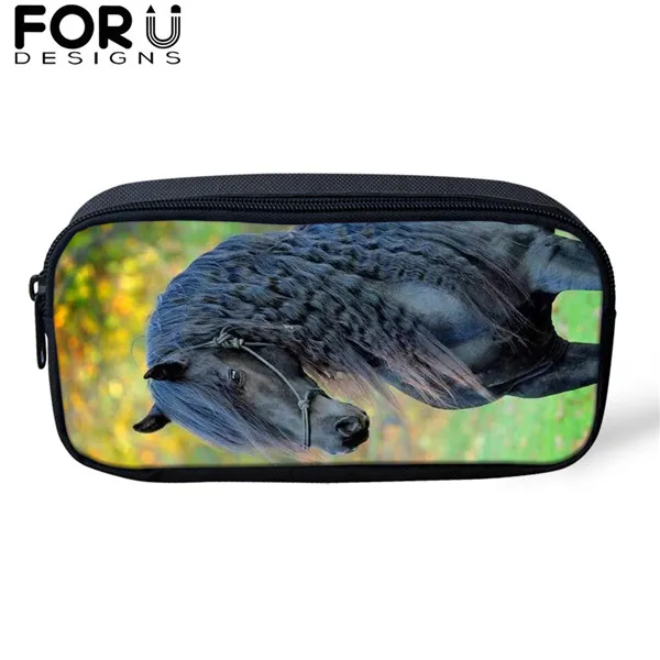 FORUDESIGNS/3 шт./компл. школьная сумка для мальчиков и для девочек-подростков; Friesian рюкзаки с рисунком лошади студент красивый вороной конь рюкзак для путешествий - Цвет: CDGX1494K