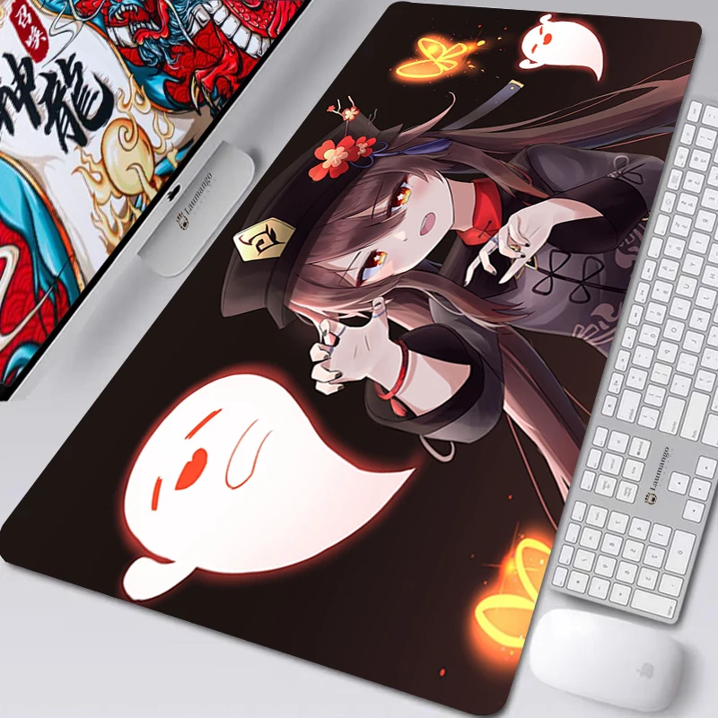 

Коврик для мыши Hu Tao Genshin Impact ковер Kawaii, игровые аксессуары для ПК, компьютерная клавиатура, игровой коврик для настольного компьютера, коври...