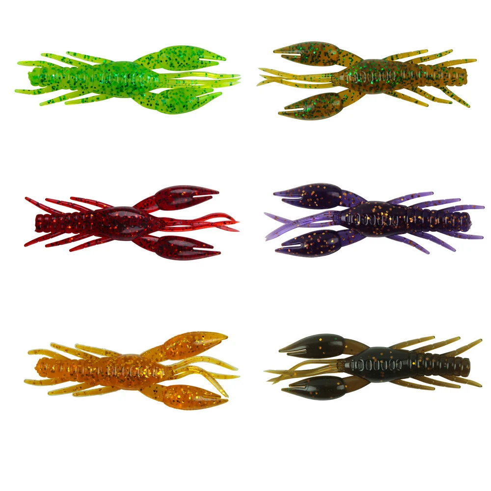 

50pcs Soft Lobster fishing Lures 8cm 5.2g Jig bionic crayfish Artificial Shrimp texas rig bait for bass trout Worm fishing