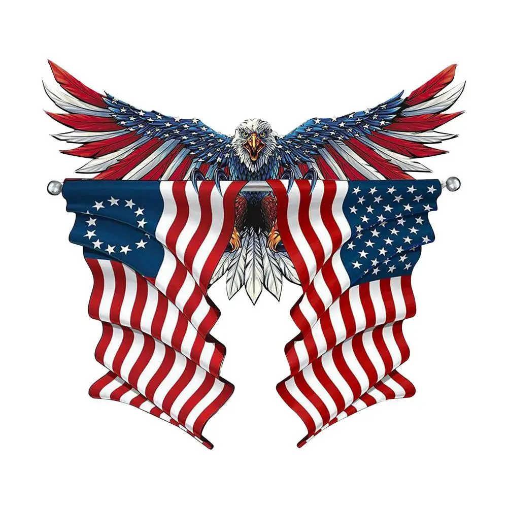 

2021 New 15in American Flag Metal Decor USA Bald Eagle American Flag Wall Art Decoration For Indoor Living Room Hanging Decor