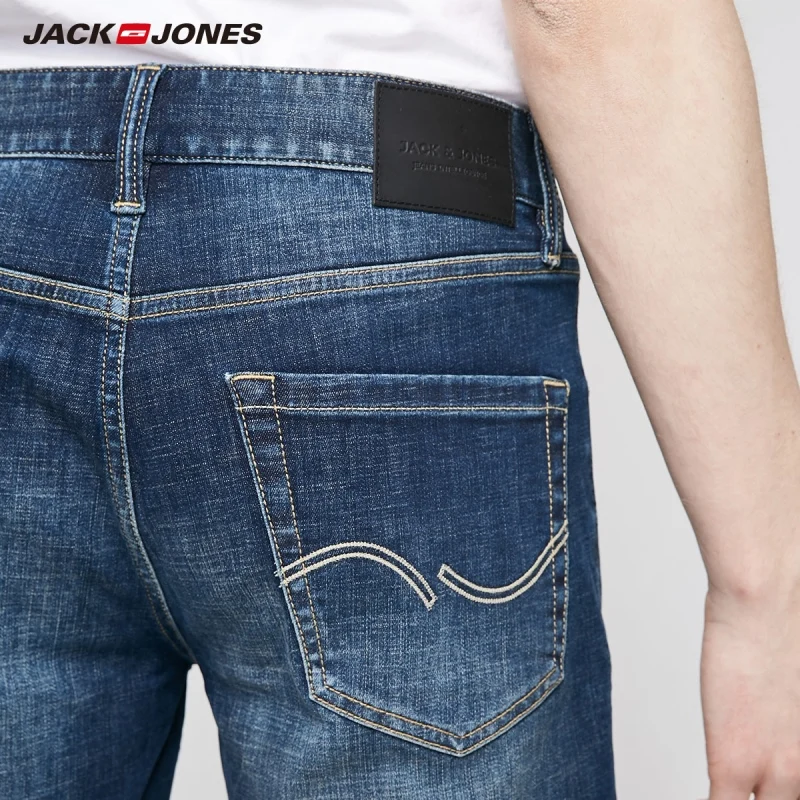 Мужские облегающие шорты JackJones однотонные джинсовые базовая Мужская одежда 219243518