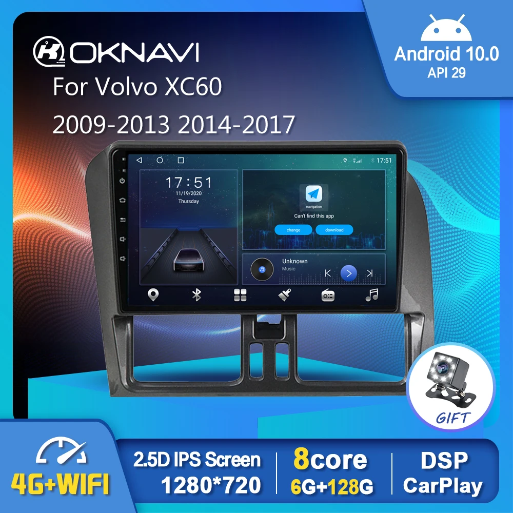 Автомобильный радиоплеер 9 дюймов Android 10 0 для Volvo XC60 2009 2017 навигация GPS Wi Fi Carplay