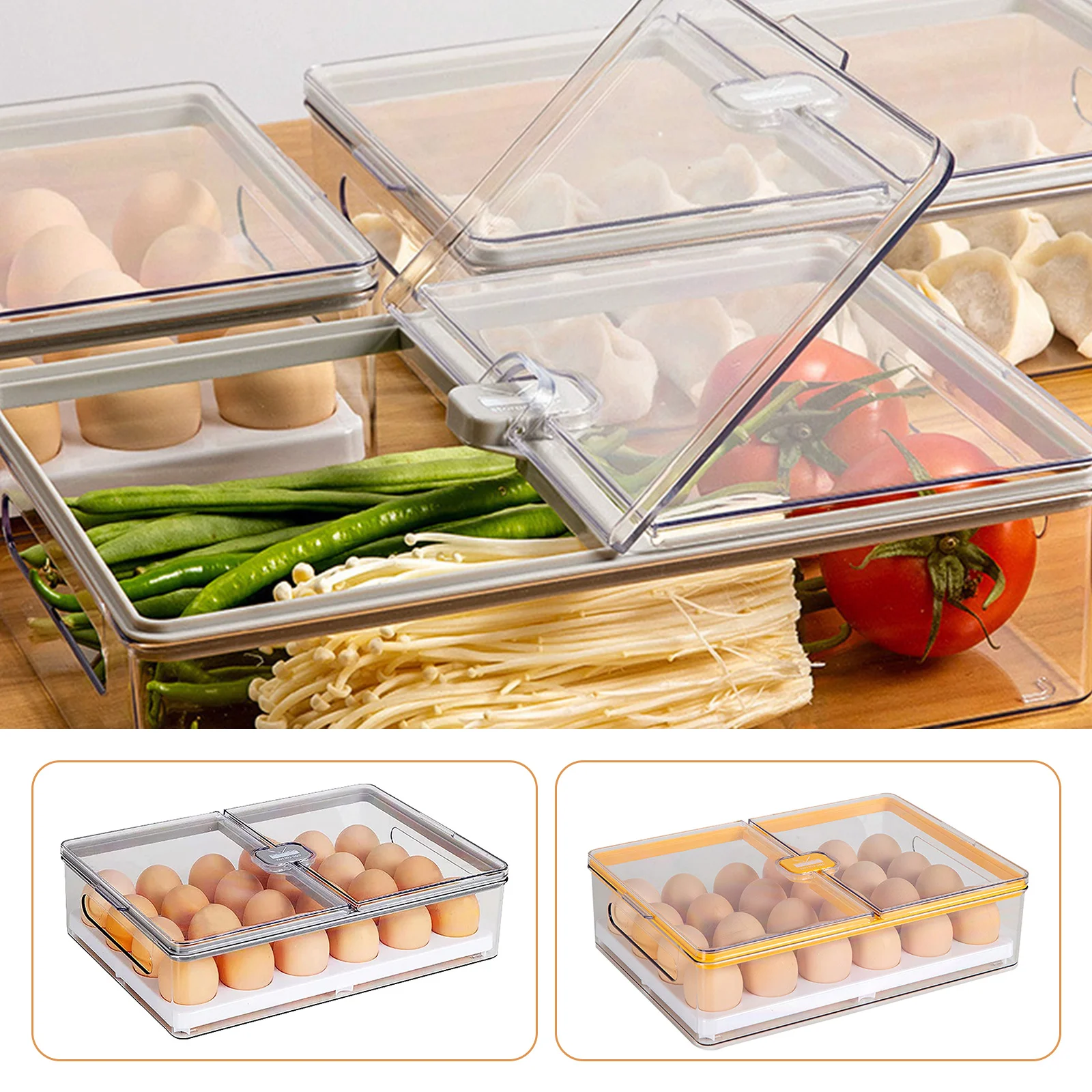 

Plastic Storage Containers Organizer Box Plastic Box Storage 24 Grids Egg Refrigerator Organizer Transparent Egg Holder