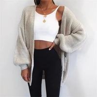 womens knit sweater solid color loose bat sleeve cardigan new autumn and winter casual ladies jacket sweater