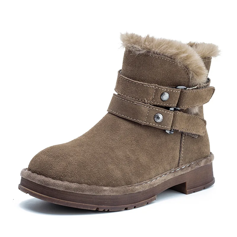 

YourSeason Winter Ladies Snow Shoes 2021 Warm Plush Hook Loop Round Toe Flat With Women Genuine Leather Platform Boots