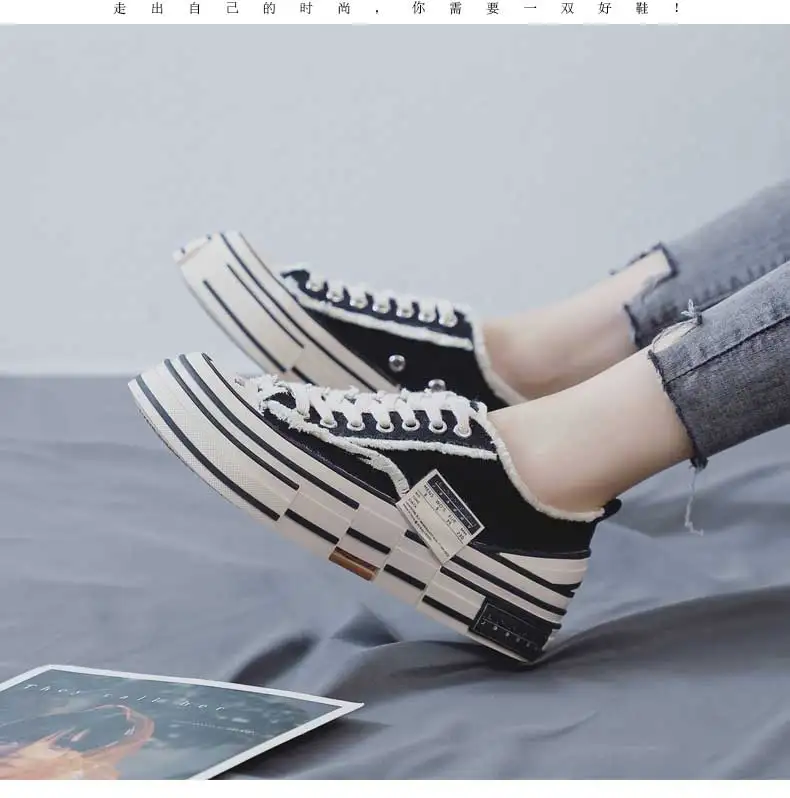 Леопардовая парусиновая обувь для влюбленных женские Сникеры на платформе