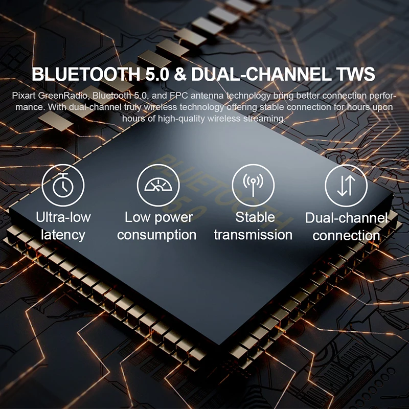 Беспроводные наушники HAVIT Stereo Wireless TWS Bluetooth 5.0 Earphones Gaming Music Dual Mode Full Range Audio LED Light Earbuds Headset.