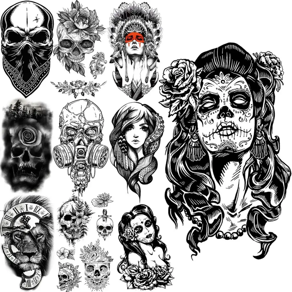 Черные Временные татуировки вампира для женщин и мужчин Реалистичная