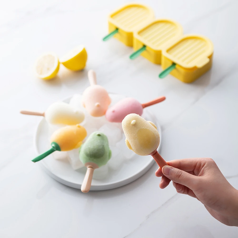 

3 Grids New Kitchen Dining Ice Cream Stick Mold Bird Cute Ice Cream Tool DIY Ice Cream Tools Cherry 3 Color Fashion Generic