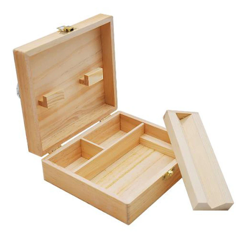 

Wooden Stash Case Cigarette Tray Natural Handmade Wood Herbal Storage Box For Smoking Pipe Accessories