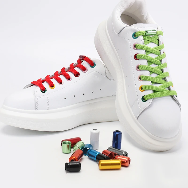 1Pair Elastic capsules Buckle Shoelaces No tie Shoelaces Flats Kids Adult Sneakers Shoelace Quick Lazy Laces 17 Color Strings