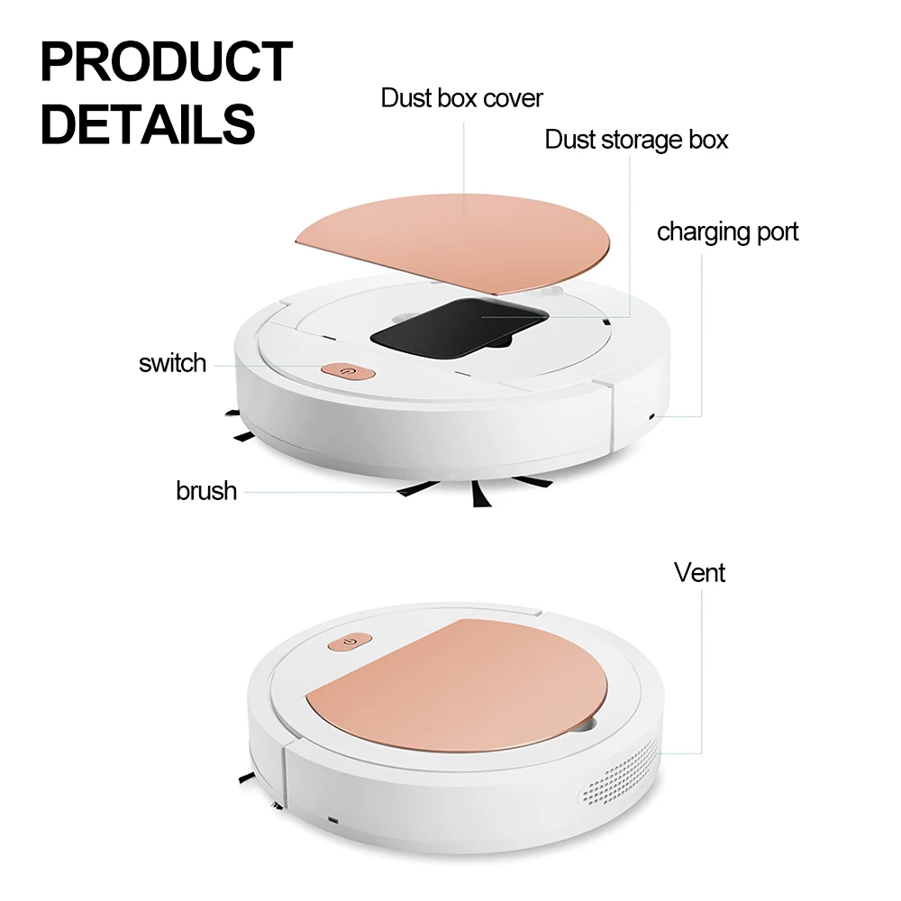 

Robot Vacuum Cleaner Strong Suction Automatic Bot Self Detects Stairs Pet Hair Allergies Friendly Robotic Home Sweeping Robot