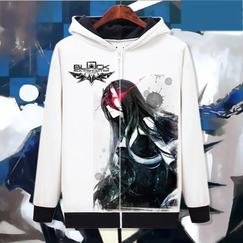 

BLACK ROCK SHOOTER Cosplay Printed Kuroi Mato Fleece Coat Men Women Winter Thick Outwear Zipper Clothing