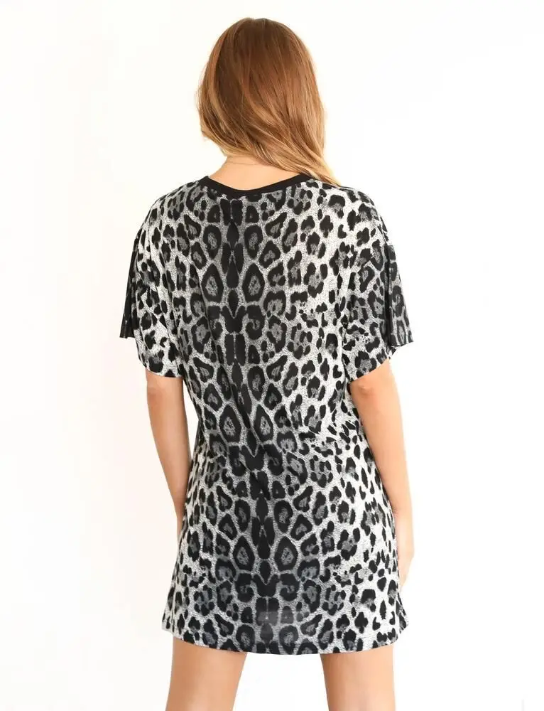 

foreign trade cross-border electricity hot lax leopard print dress with s