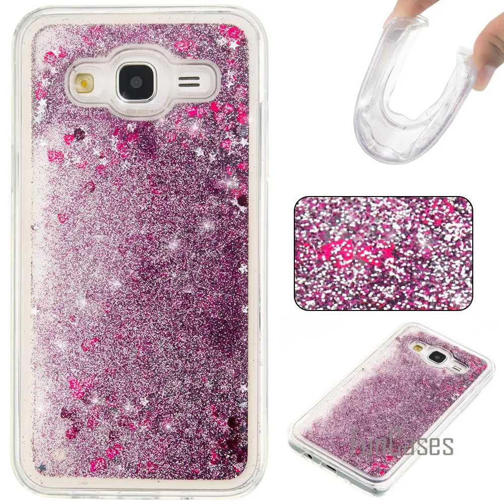 J5 2015 J500 динамический светлый блестящий чехол для fundas samsung PU кожаный флип coque Galaxy