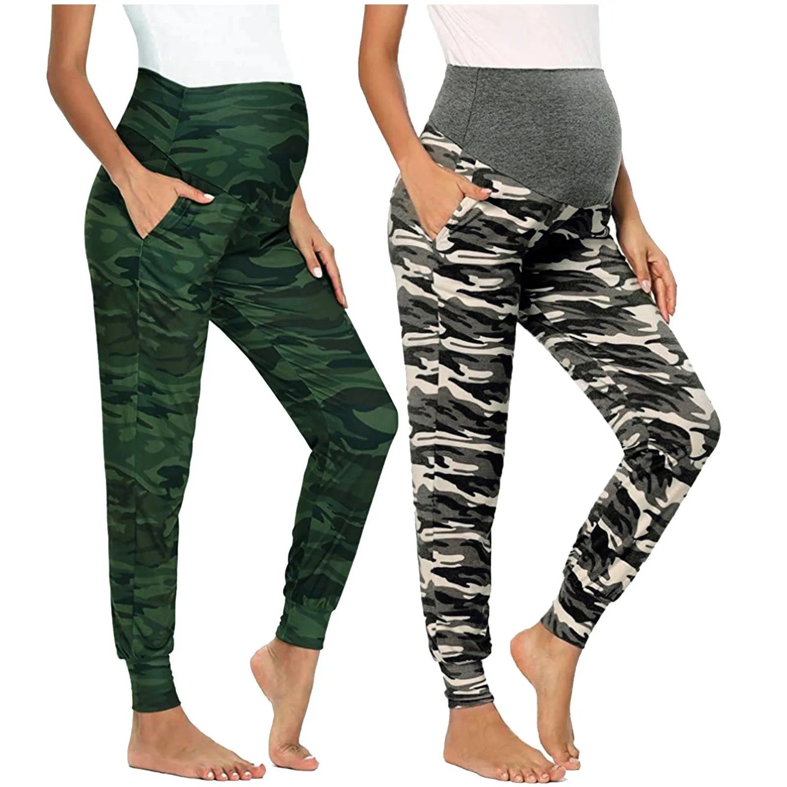 

Pregnancy Pants Women's Camouflage Casual Sport Pants Stretchy Comfortable Summer Pregnant Lounge Pants Vetement Grossesse 2021