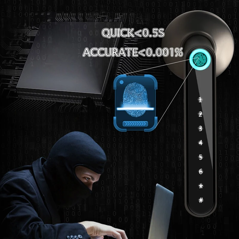 

WAFU Fingerprint Smart Lock Keyless Entry Secure Finger ID Works with IOS/Android APP Control Rechargeable Security