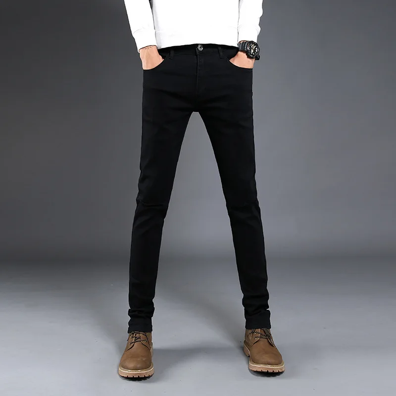 2019 New Men Classic Business Jeans Fashion Casual Primary Color Slim Fit Small Straight Male Trousers Denim Pants Brand Clothes | Мужская