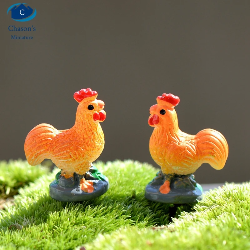 

Cute Mini Cock Rooster Hen Chicken Bonsai Fairy Garden Decoration Animals Statue Sculpture Home Car Desktop Ornaments Miniature