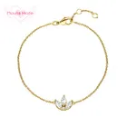 Браслет-цепочка Mavis Hare из нержавеющей стали, со сверкающим камнем, с цветком и кристаллами, регулируемый, 3 размера в подарок