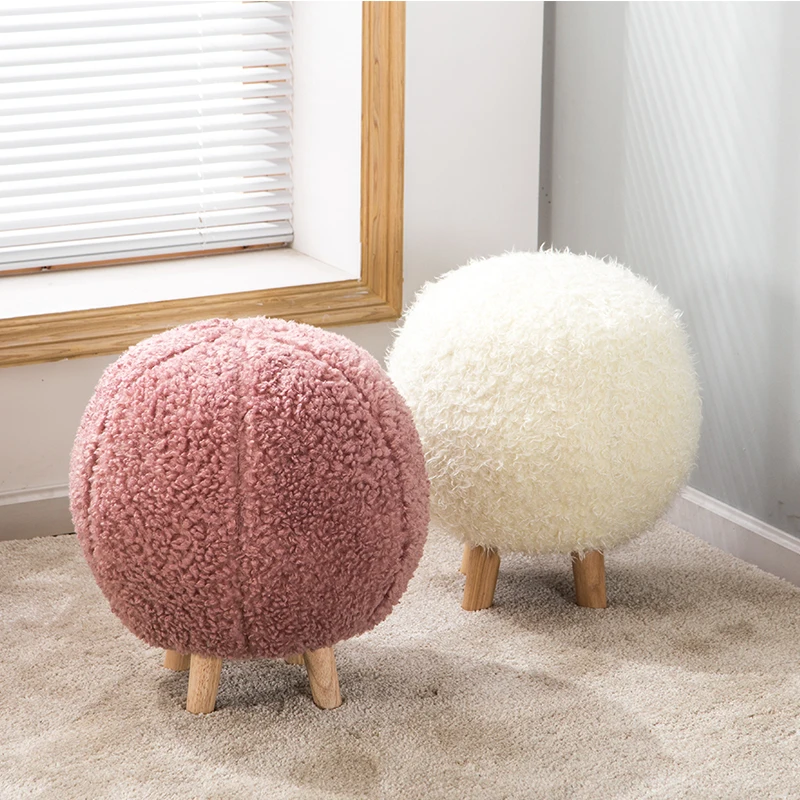 

барный стул Creative Solid Wood Children's Stool Spherical Seat Removable And Washable Furniture Cloth Fashion Dressing Stools